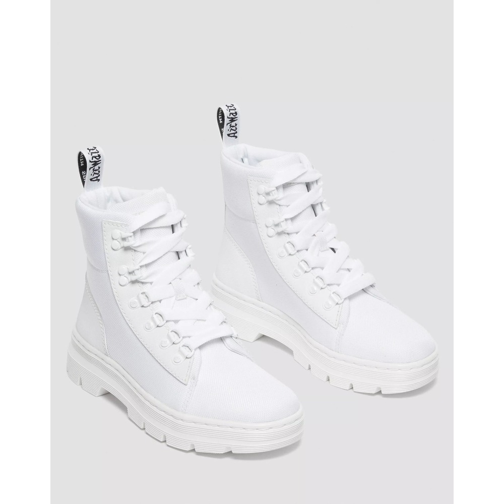 Dr. Martens Combs W White Canvas Utility Boots Womens Size 7 UK 5 EU 38